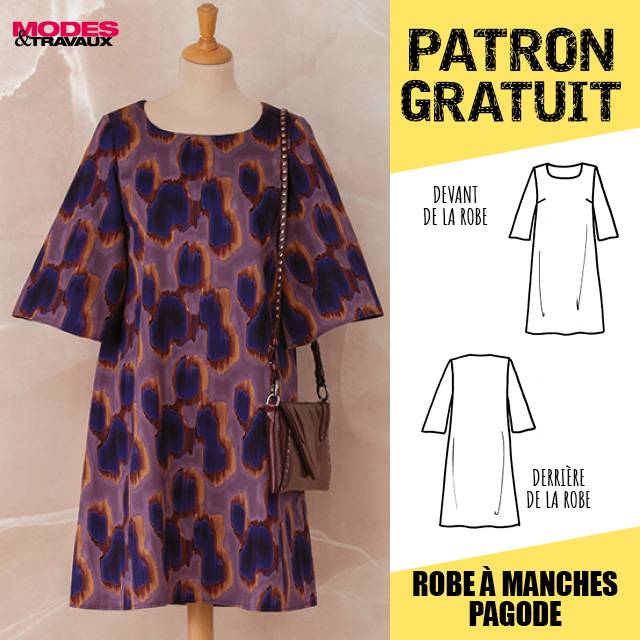 Patron - Robe à manches pagode (modèle Victoria)