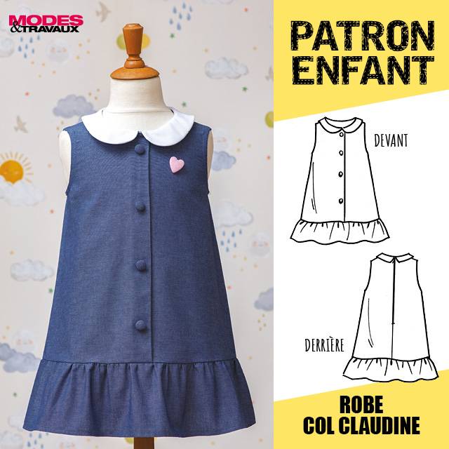 Patron enfant + poupée - Robe col Claudine (modèle Pachuca)