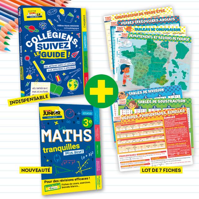 Lot spécial collège : Guide collégien + Fiches scolaires + Maths tranquilles