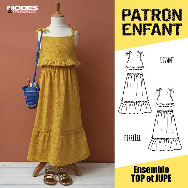 Patron enfant + poupée - Ensemble Top et Jupe (modèle Gérone)