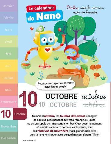 Mon petit Science & Vie avec Nano 62 Le calendrier de Nano
