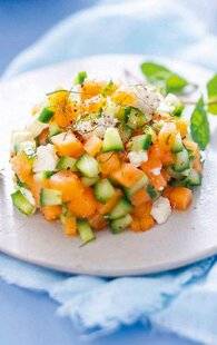 Closer 1095 TARTARE DE MELON, FETA, CONCOMBRE ET MENTHE