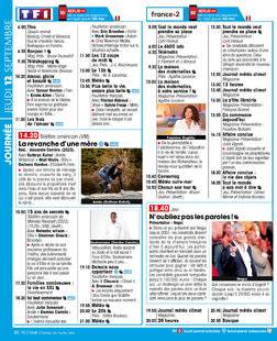 Télé Star 2501 JOURNÉE JEUDI 12 SEPTEMBRE