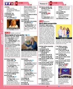 Télé Star 2552 JOURNÉE LUNDI 1ER SEPTEMBRE