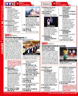 Télé Star 2554 JOURNÉE DIMANCHE 14 SEPTEMBRE