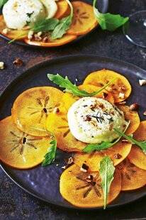 Télé Star 2573 Carpaccio de kaki, roquette, noisettes et chèvre chaud