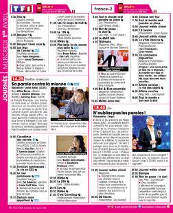 Télé Star 2582 JOURNÉE MERCREDI 1ER AVRIL