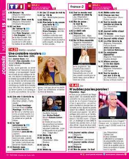 Télé Star 2584 JOURNÉE MERCREDI 15 AVRIL
