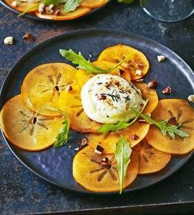 Télé Poche 3128 Carpaccio de kaki roquette, noisettes et chèvre chaud