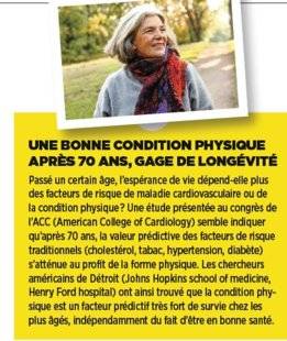 Top Santé 351 UNE BONNE CONDITION PHYSIQUE APRÈS 70 ANS, GAGE DE LONGÉVITÉ
