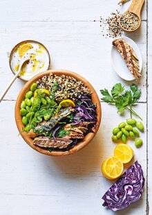 Top Santé 413 BOWL AU MAQUEREAU, QUINOA ET CHOU ROUGE