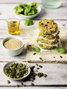 Top Santé 421 GALETTES DE QUINOA AUX ÉPINARDS ET GRAINES DE COURGE