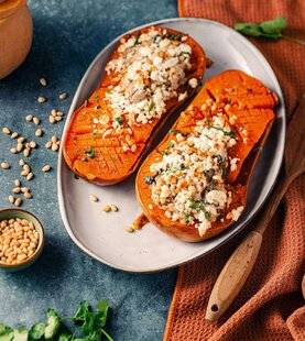 Top Santé 424 BUTTERNUT RÔTI, CHAMPIGNONS, TAHINI ET FETA