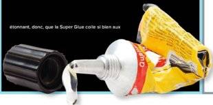 Science & Vie Junior 306 > Pourquoi la Super Glue ne colle-t-elle pas à son tube ?