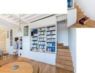 Maison & Travaux 345 3. DISCRÈTES ET FONCTIONNELLES, les cloisons intègrent le rangement