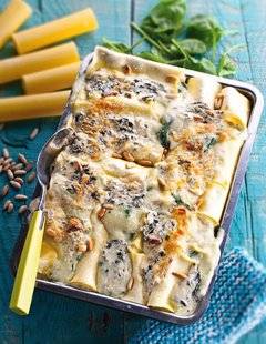 Pleine Vie 404 Gratin de cannellonis au bleu d'Auvergne et pousses d'épinards