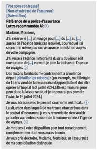 Pleine Vie 458 Modèle de lettre pour enclencher l'assurance annulation