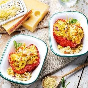 Pleine Vie 468 Poivrons farcis au millet et gratinés à l'emmentaler