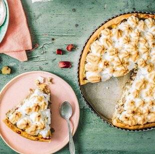 Pleine Vie 478 Tarte à la rhubarbe meringuée