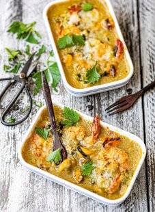 Modes & Travaux 1494 GRATINS DE MOULES et crevettes au curry