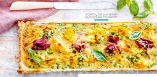 Modes & Travaux 1507 QUICHE CHOU-FLEUR, et petits pois aux épices & prosciutto croustillant