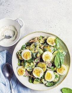 Marmiton 79 Salade de pomme de terre à la pancetta et aux œufs