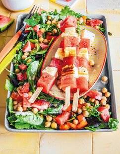 Marmiton 84 Brochettes de pastèque au halloumi