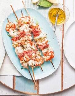 Marmiton 84 Brochette de crevettes et de lotte au bacon