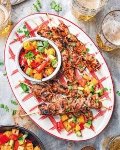 Marmiton 84 Brochettes de porc et condiment pimenté à l'ananas