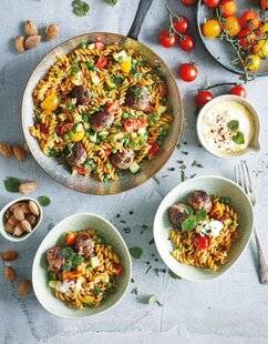Marmiton 85 Fusillis sans gluten, légumes et boulettes