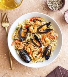 Marmiton 85 Fettucines aux moules et crevettes
