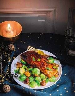 Marmiton 86 Saumon laqué au gingembre, poêlée de marrons et choux de Bruxelles