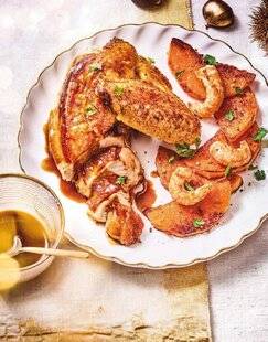 Marmiton 86 Suprême de poularde aux langoustines, sauce à l'armagnac