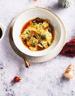 Marmiton 86 Ravioles de crevette au bouillon miso