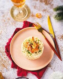 Marmiton 86 Risotto au lait de coco, crevettes au gingembre