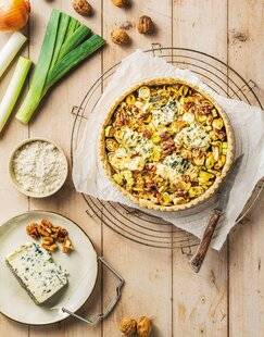Marmiton 87 Tarte aux poireaux, noix et roquefort
