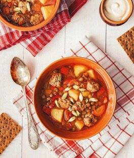 Marmiton 88 Soupe de lentillons aux boulettes de saucisse