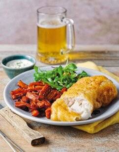 Marmiton 88 Cabillaud façon fish & chips, frites de patate douce