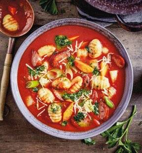 Marmiton 88 Bouillon de tomate aux gnocchis et à la saucisse