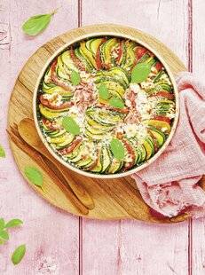 Marmiton 89 Tian de courgette et tomate, jambon et feta