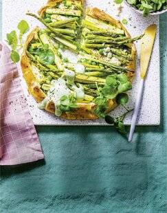 Marmiton 89 Tarte rustique aux légumes verts, émulsion de cresson et de basilic au citron