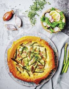 Marmiton 89 Quiche filo aux asperges et à la tomme de brebis