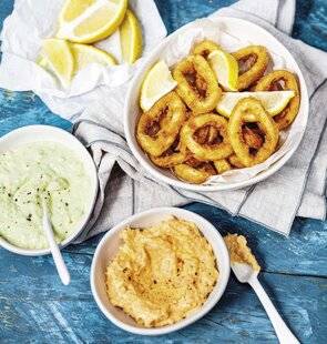 Marmiton 90 Calamars frits, duo de dips