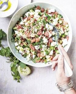 Marmiton 90 Pastèque, concombre, feta et quinoa