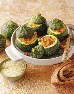 Marmiton 90 Courgette ronde farcie au riz safrané et au chorizo