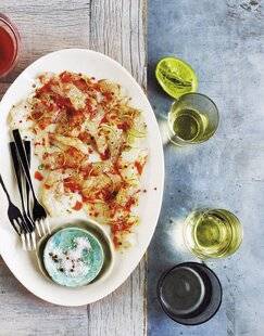 Marmiton 90 Ceviche de crevettes, condiment au corail