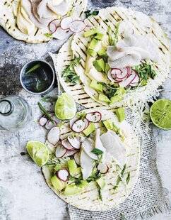 Marmiton 90 Tacos de poisson mariné, crudités et cumin