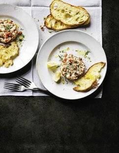 Marmiton 90 Tartare crémeux de saumon et de truite fumée
