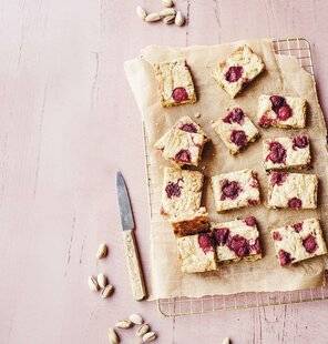 Marmiton 90 Blondie chocolat blanc, framboise et pistache