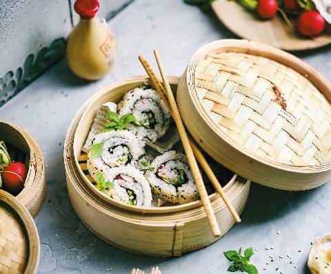 Marmiton 91 Rolls végétariens au concombre et basilic